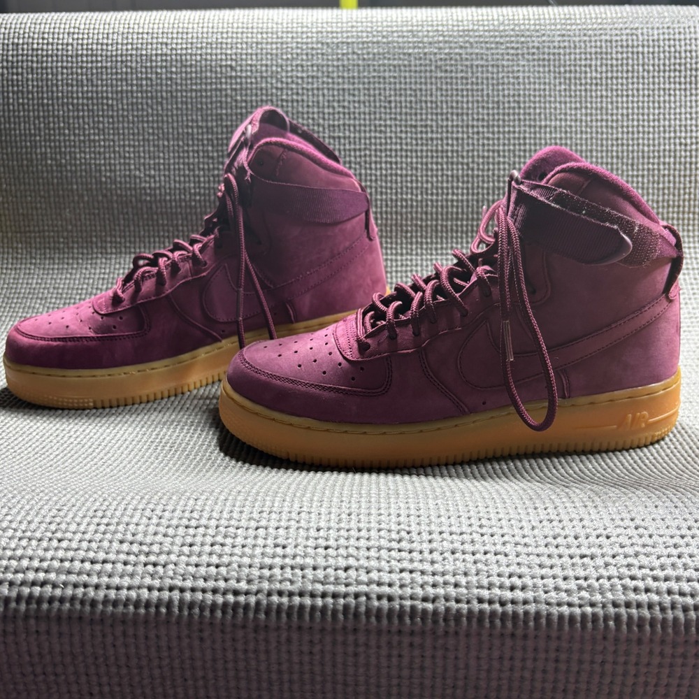 Nike Air Force 1 Shoes Kids 7Y Purple High WB GS Suede Gum Sole 922066-600
